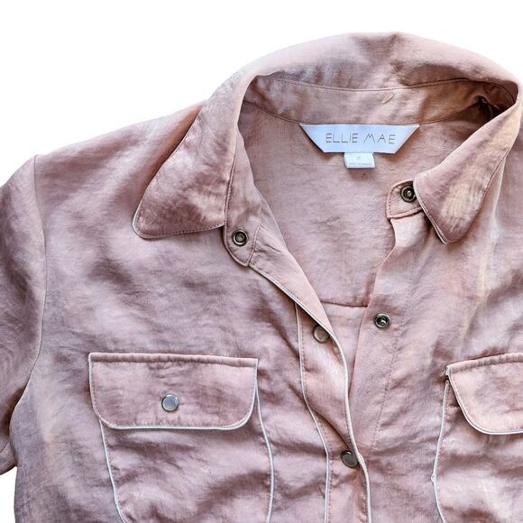 Ellie Mae satin button-down shirt light pink - Picture 3 of 12